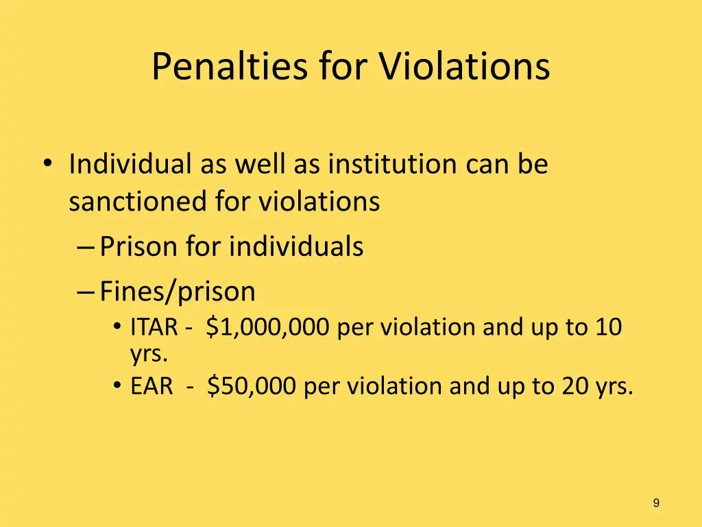 penalties for violations