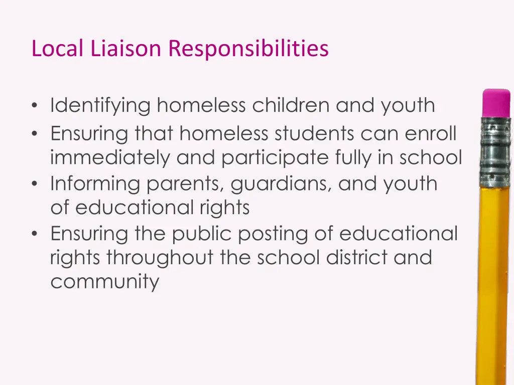 local liaison responsibilities