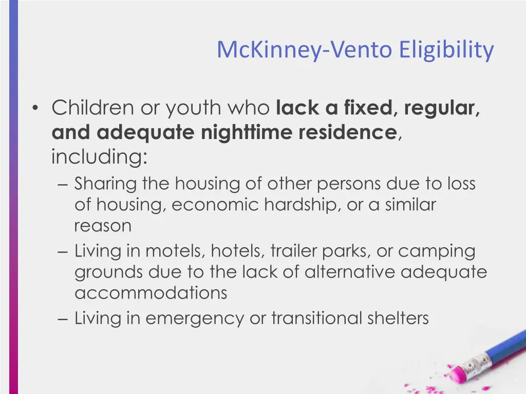 mckinney vento eligibility