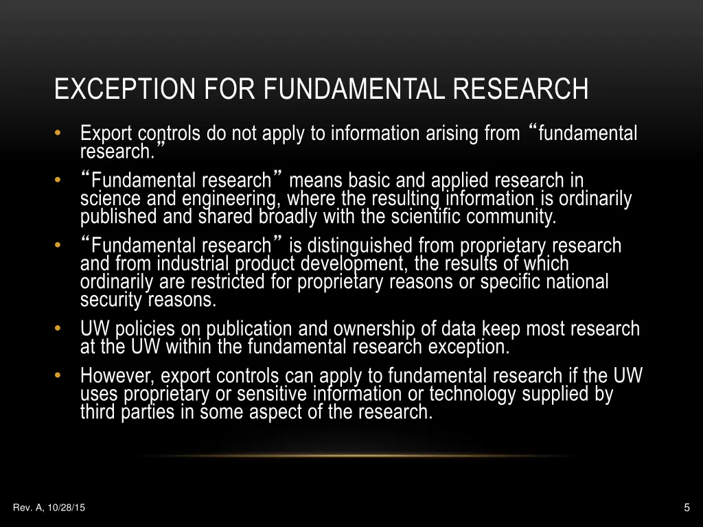 exception for fundamental research