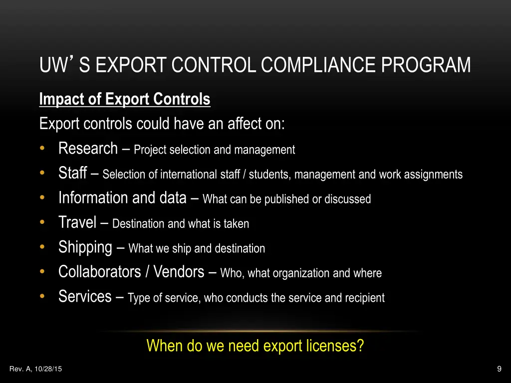 uw s export control compliance program 1