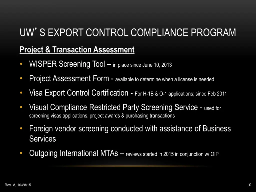 uw s export control compliance program 2