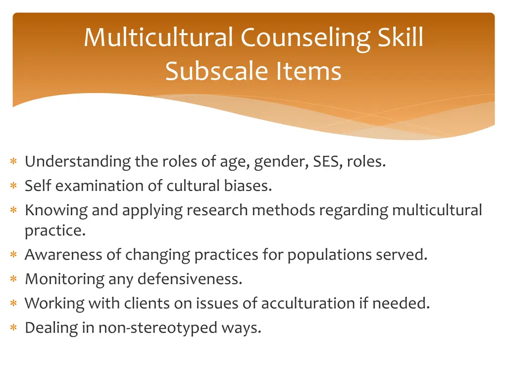 multicultural counseling skill subscale items 2