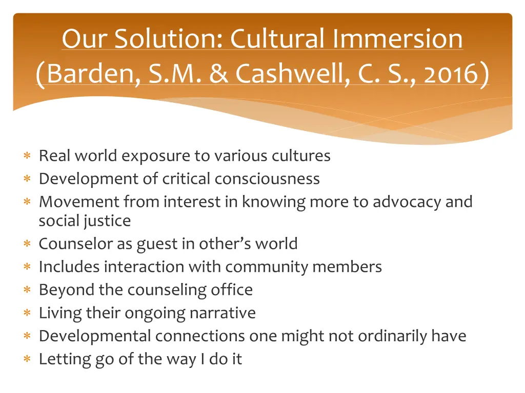 our solution cultural immersion barden 1