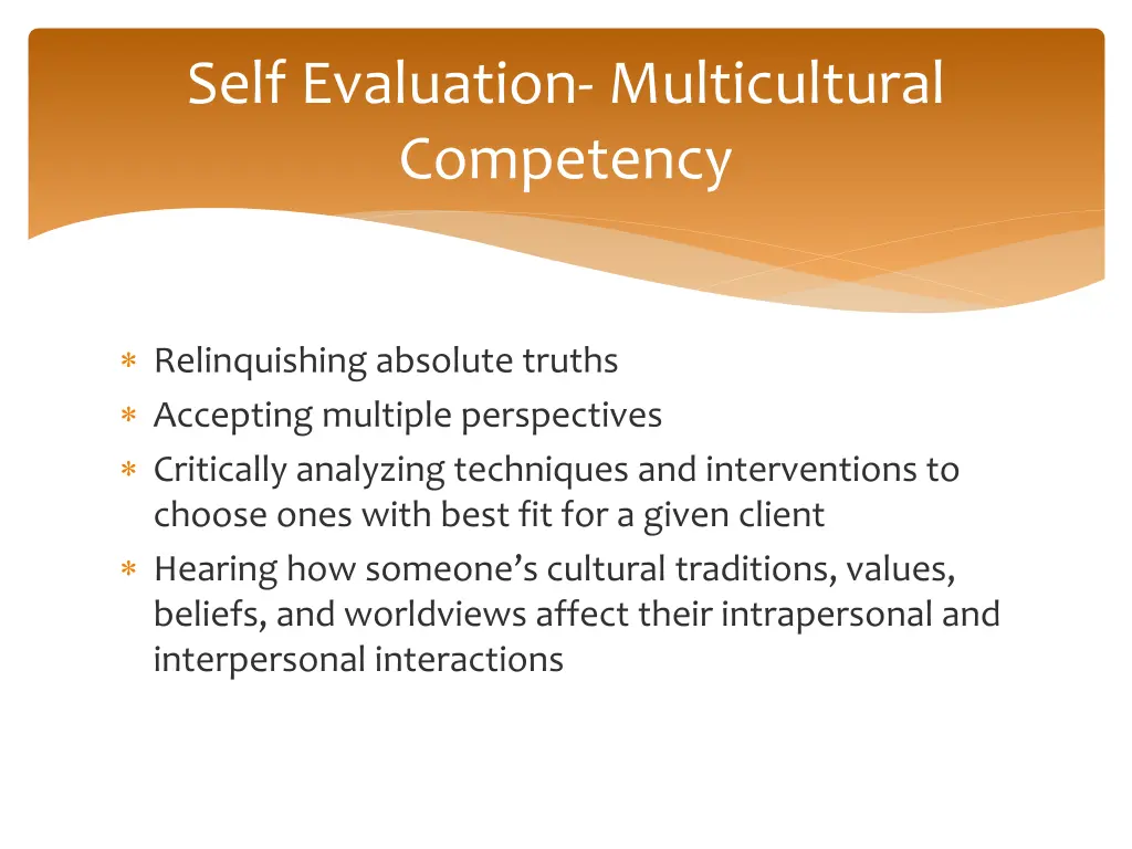 self evaluation multicultural competency