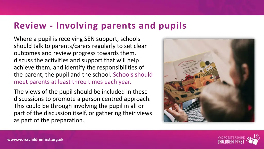 review involving parents and pupils