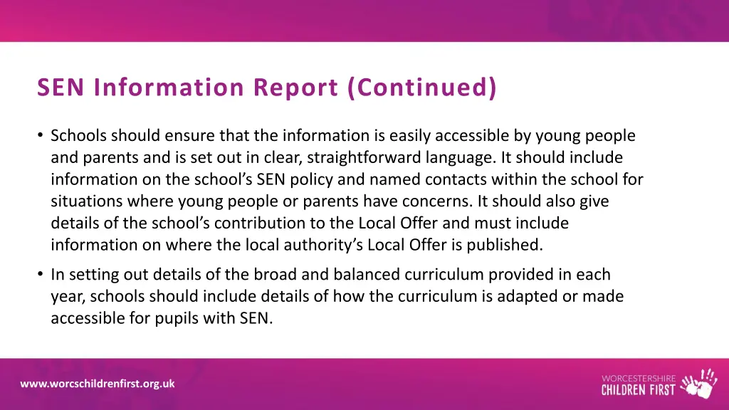 sen information report continued