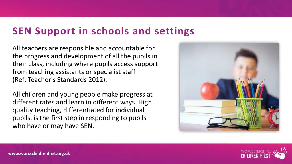 sen support in schools and settings