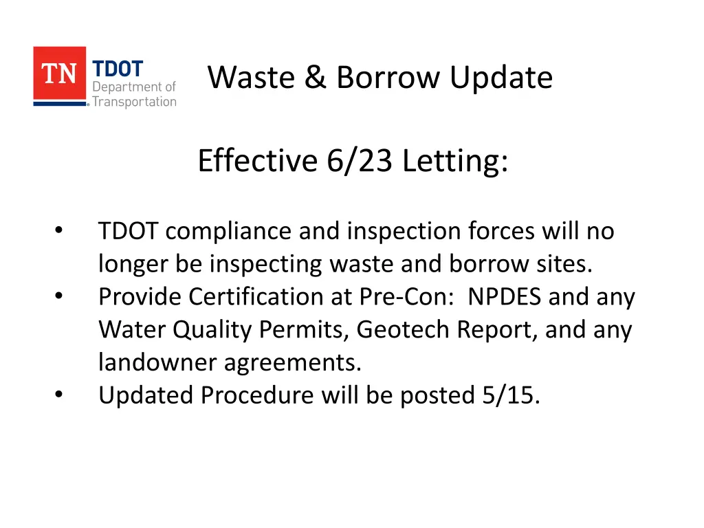 waste borrow update