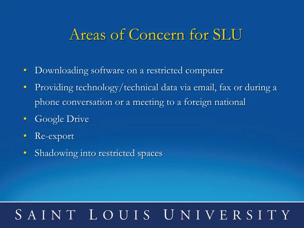 areas of concern for slu