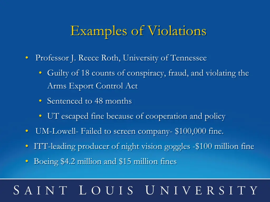 examples of violations