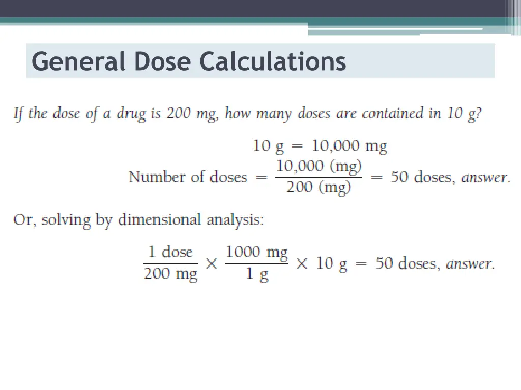 general dose calculations