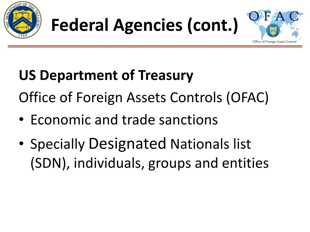 federal agencies cont