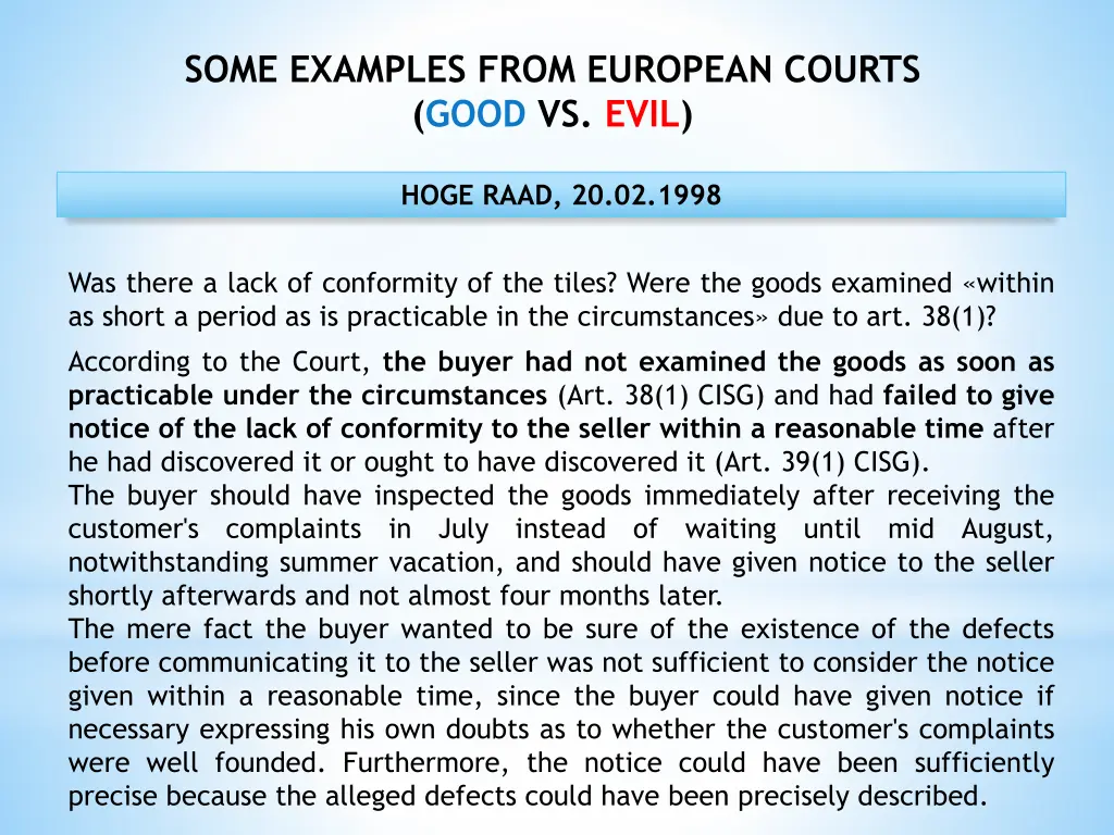 some examples from european courts good vs evil 8