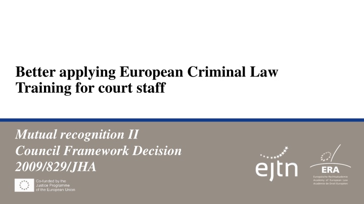 better applying european criminal law training