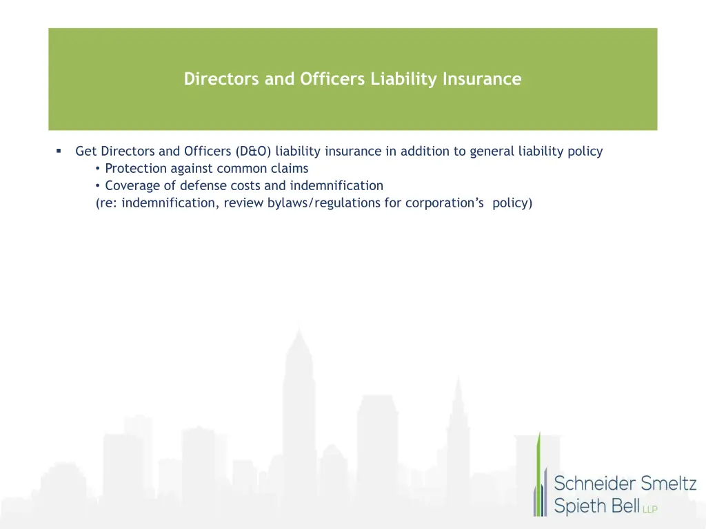 directors and officers liability insurance