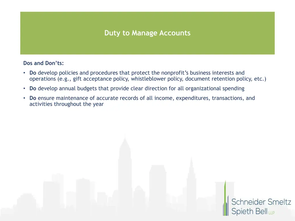 duty to manage accounts 1