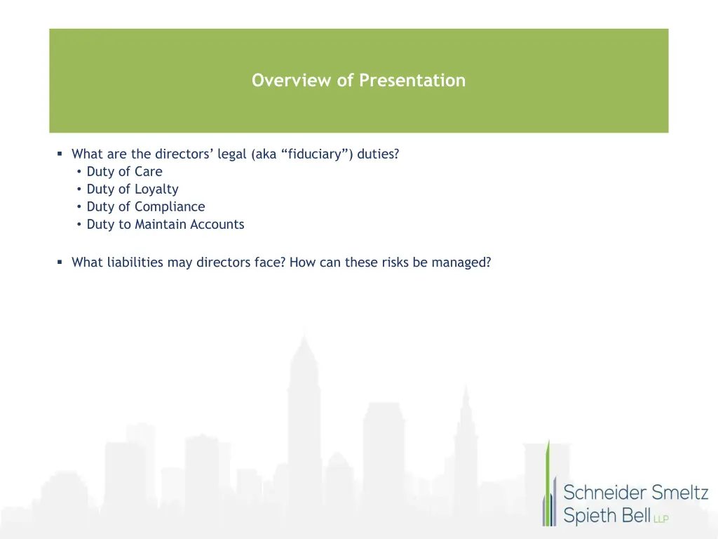 overview of presentation