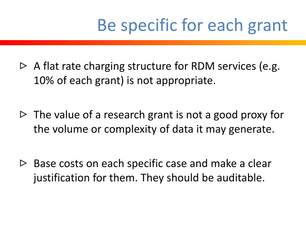 be specific for each grant