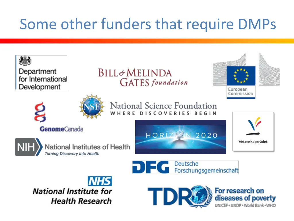 some other funders that require dmps