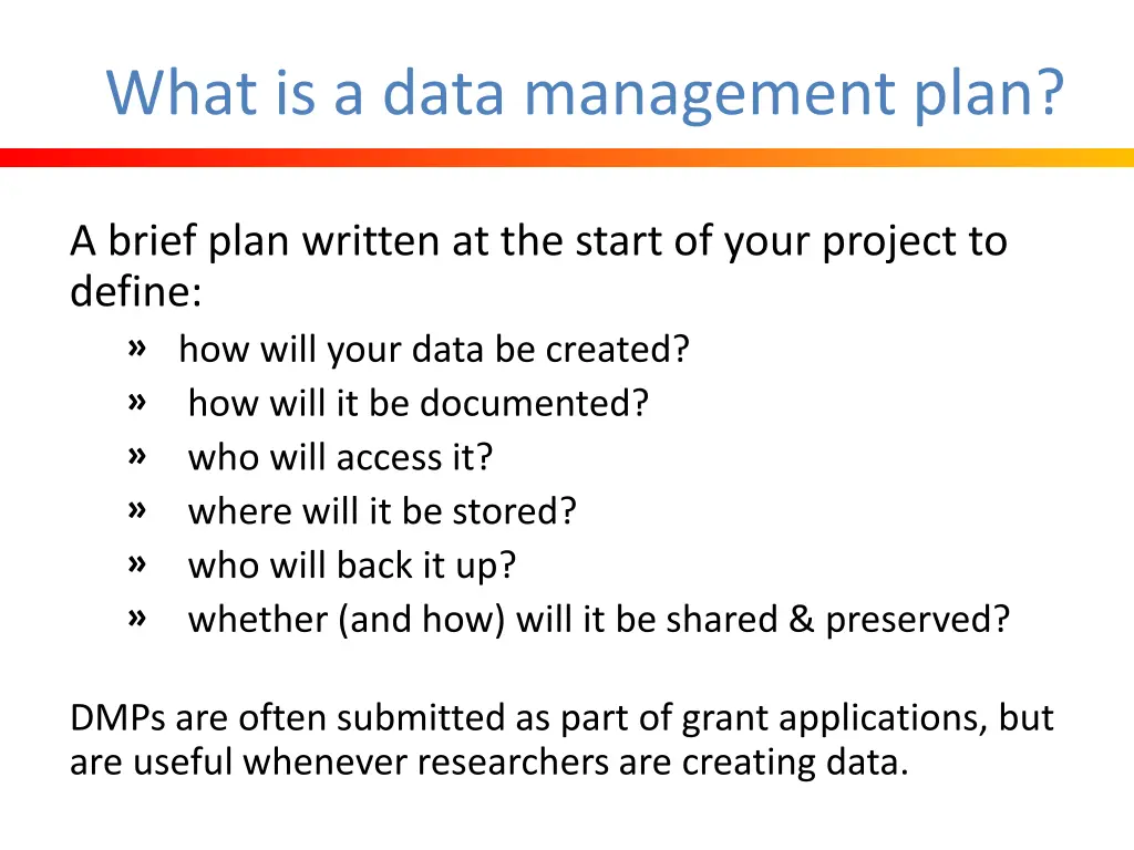 what is a data management plan