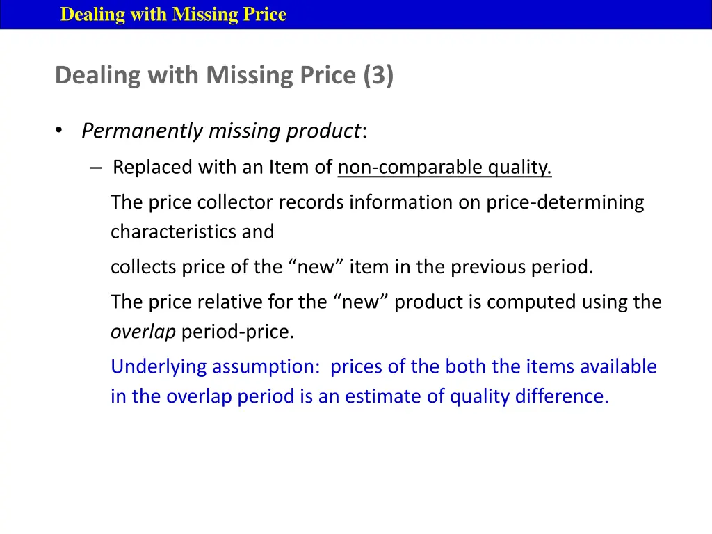 dealing with missing price 4