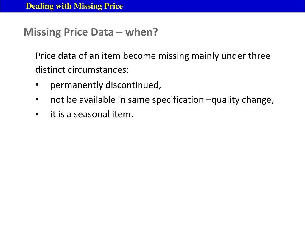 dealing with missing price