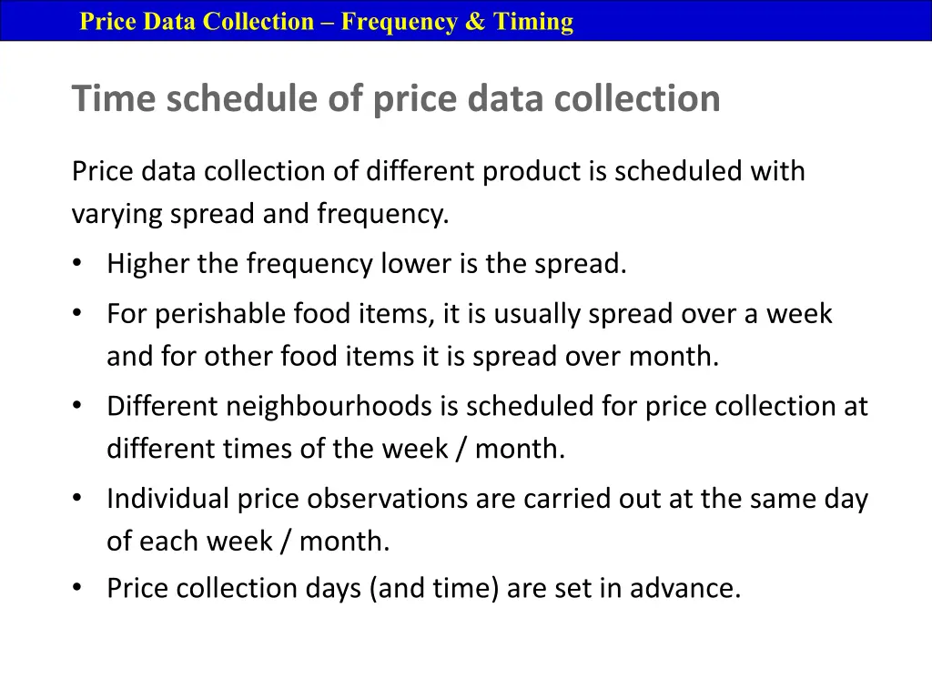 price data collection frequency timing 1