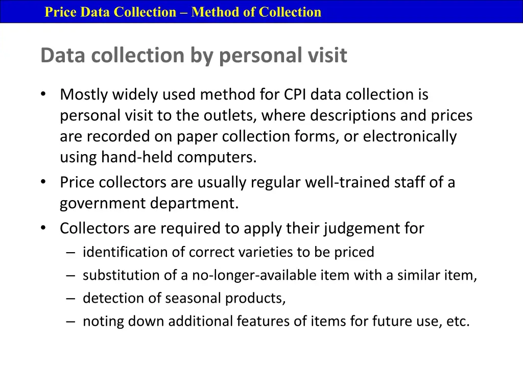 price data collection method of collection 1