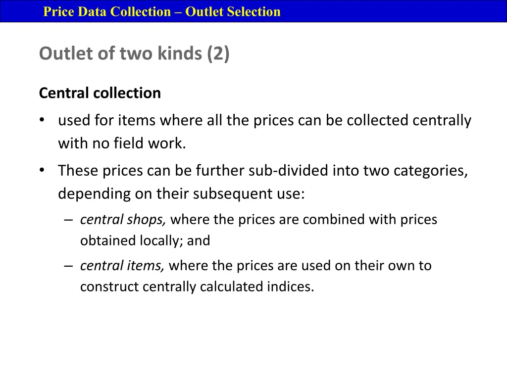 price data collection outlet selection 2