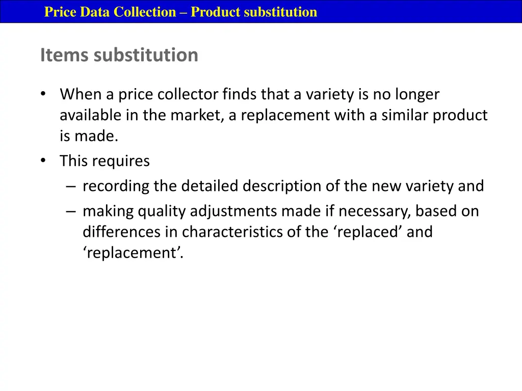 price data collection product substitution 1