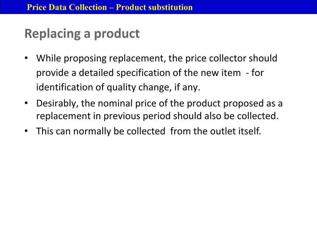 price data collection product substitution 2