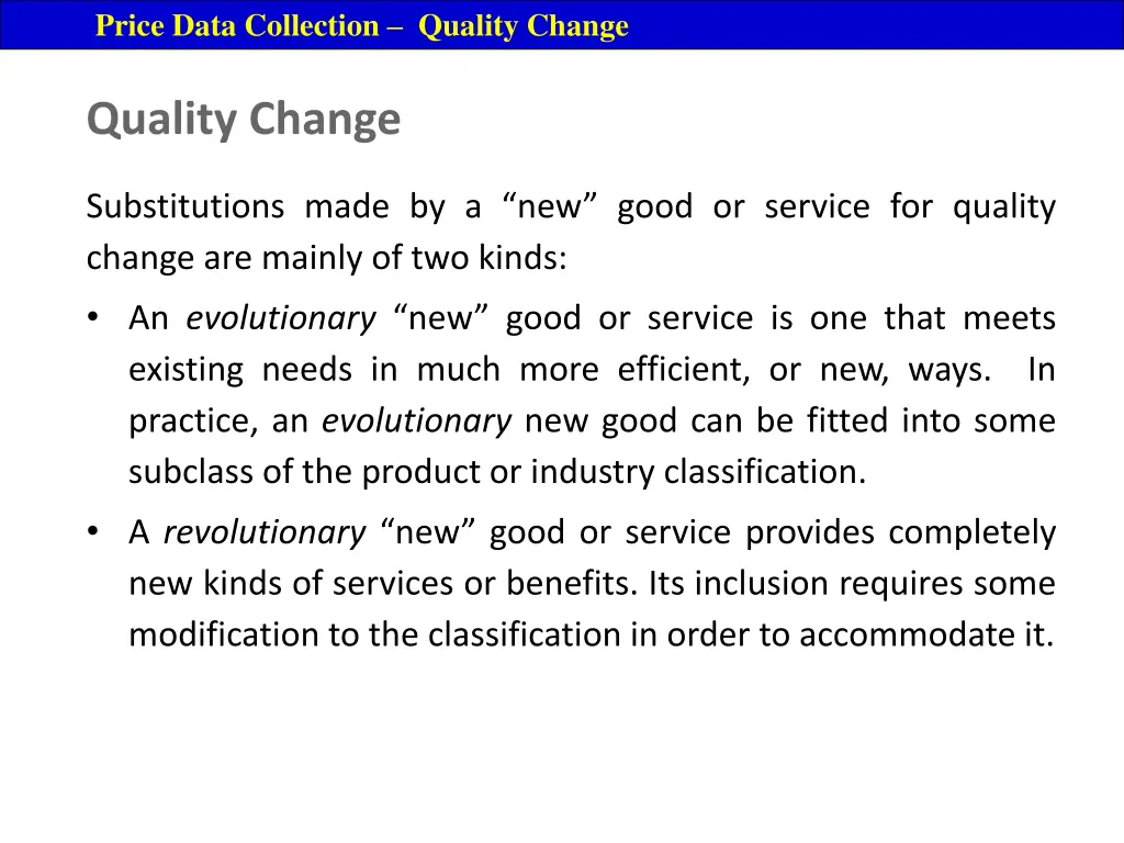 price data collection quality change