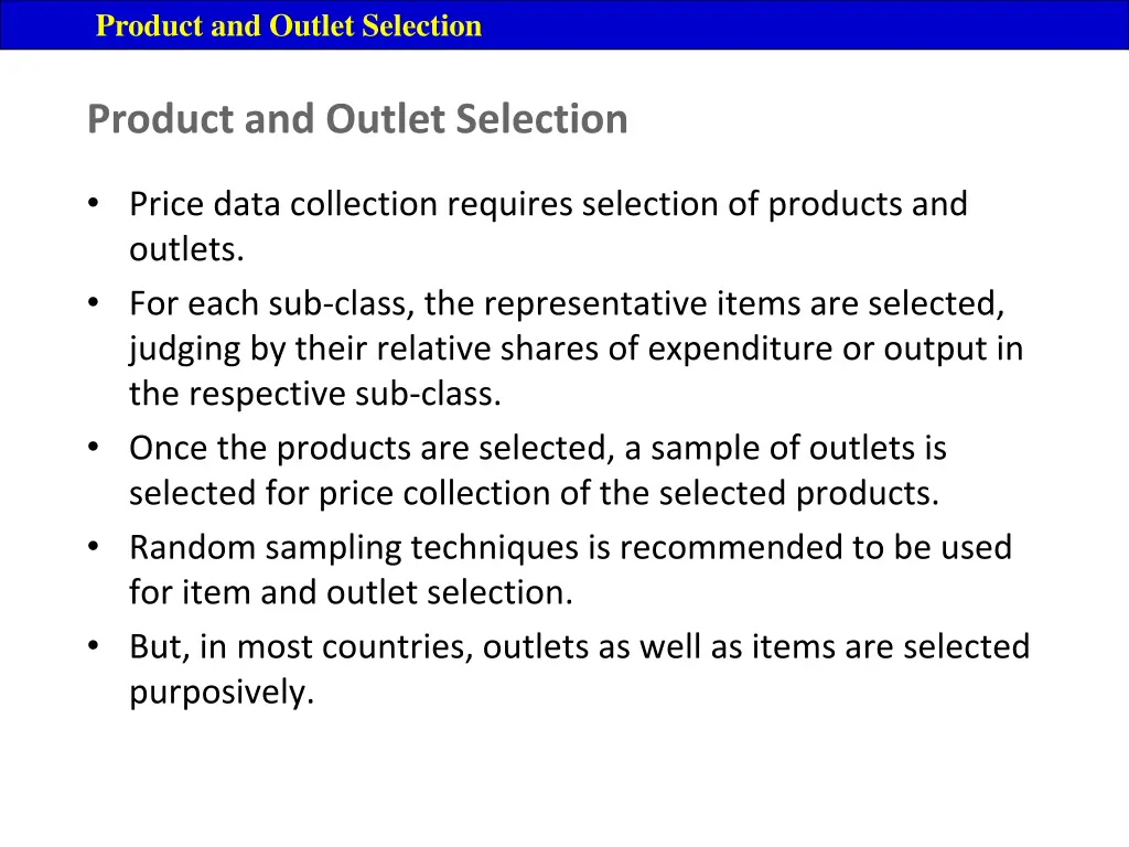 product and outlet selection 1