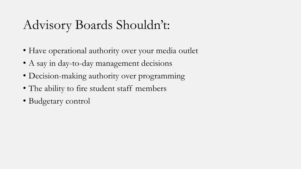 advisory boards shouldn t