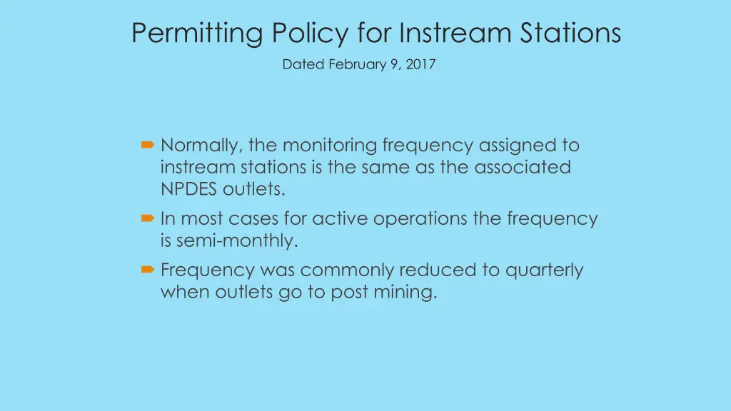 permitting policy for instream stations 1