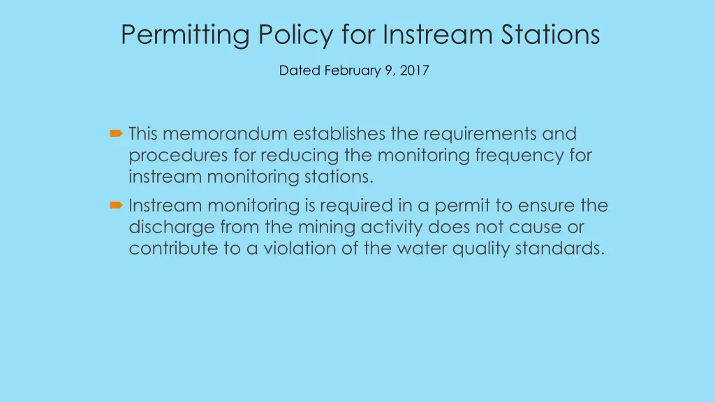 permitting policy for instream stations