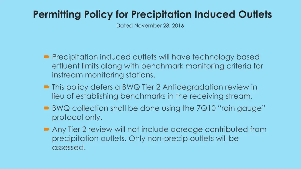 permitting policy for precipitation induced 2