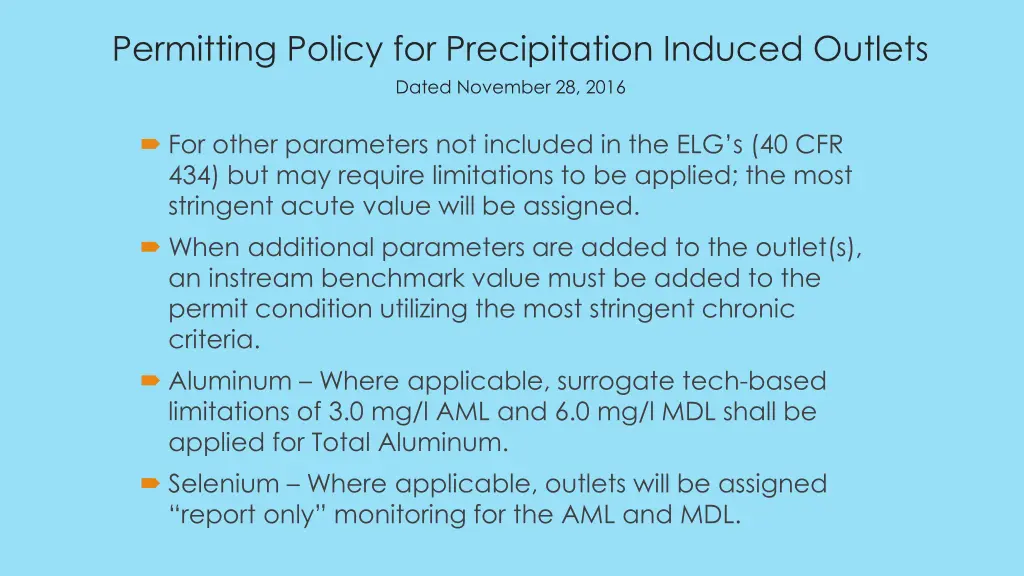 permitting policy for precipitation induced 5