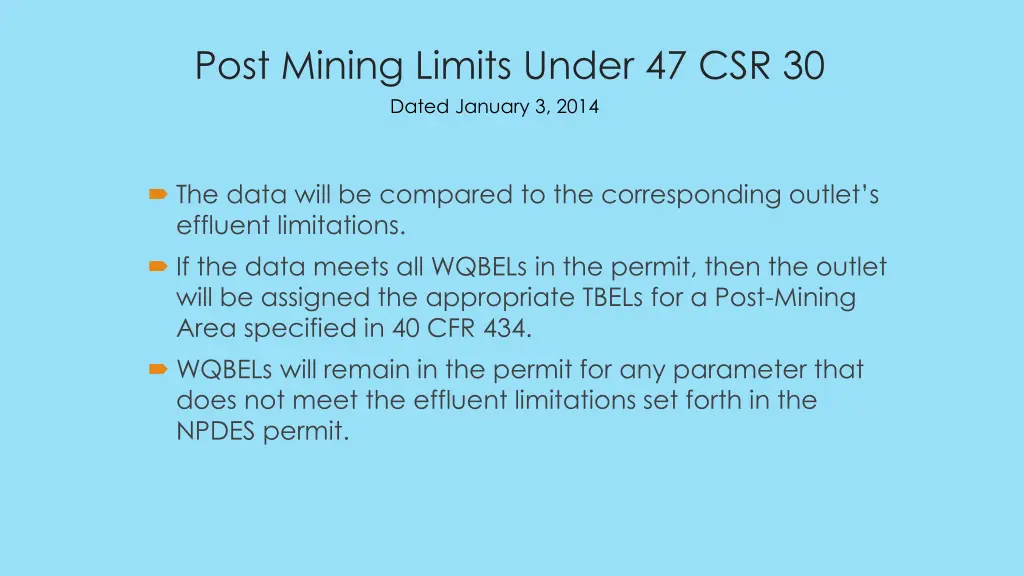 post mining limits under 47 csr 30 dated january 3