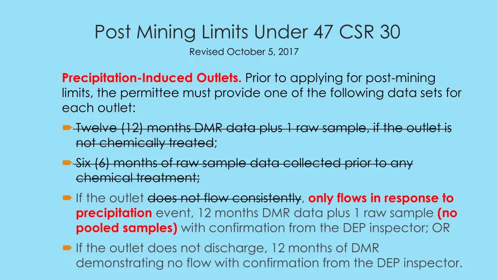 post mining limits under 47 csr 30 revised