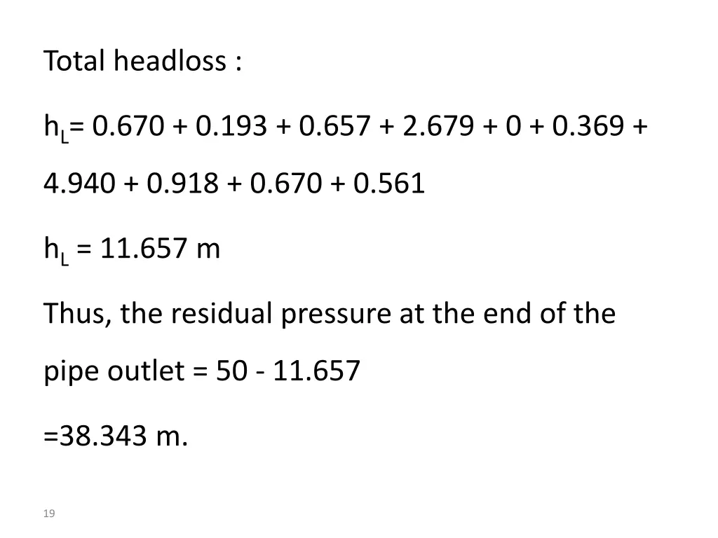 total headloss