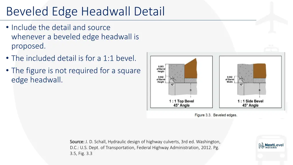 beveled edge headwall detail