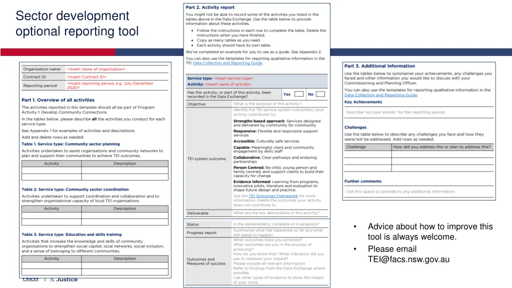 sector development optional reporting tool 1