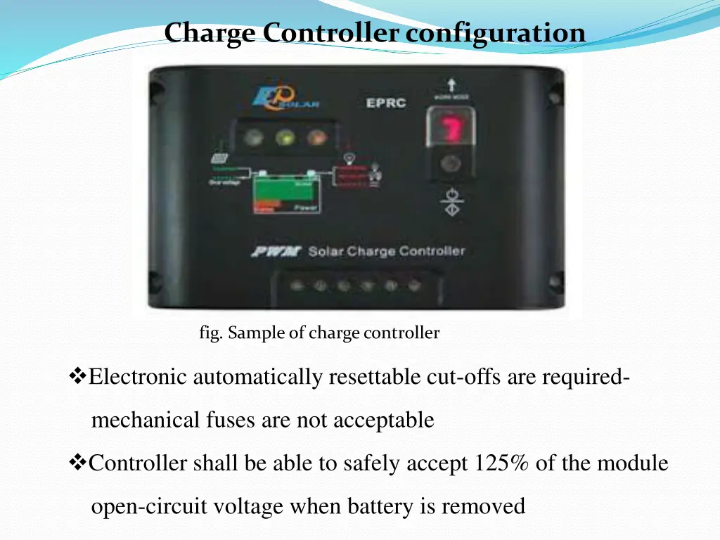 charge controller configuration