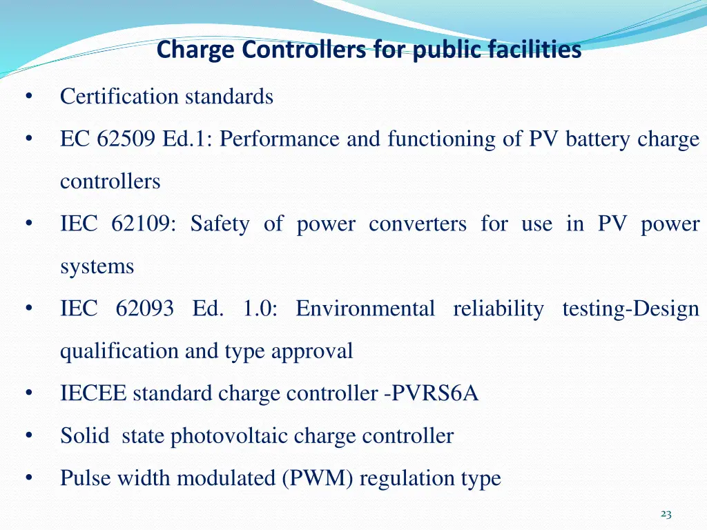 charge controllers for public facilities