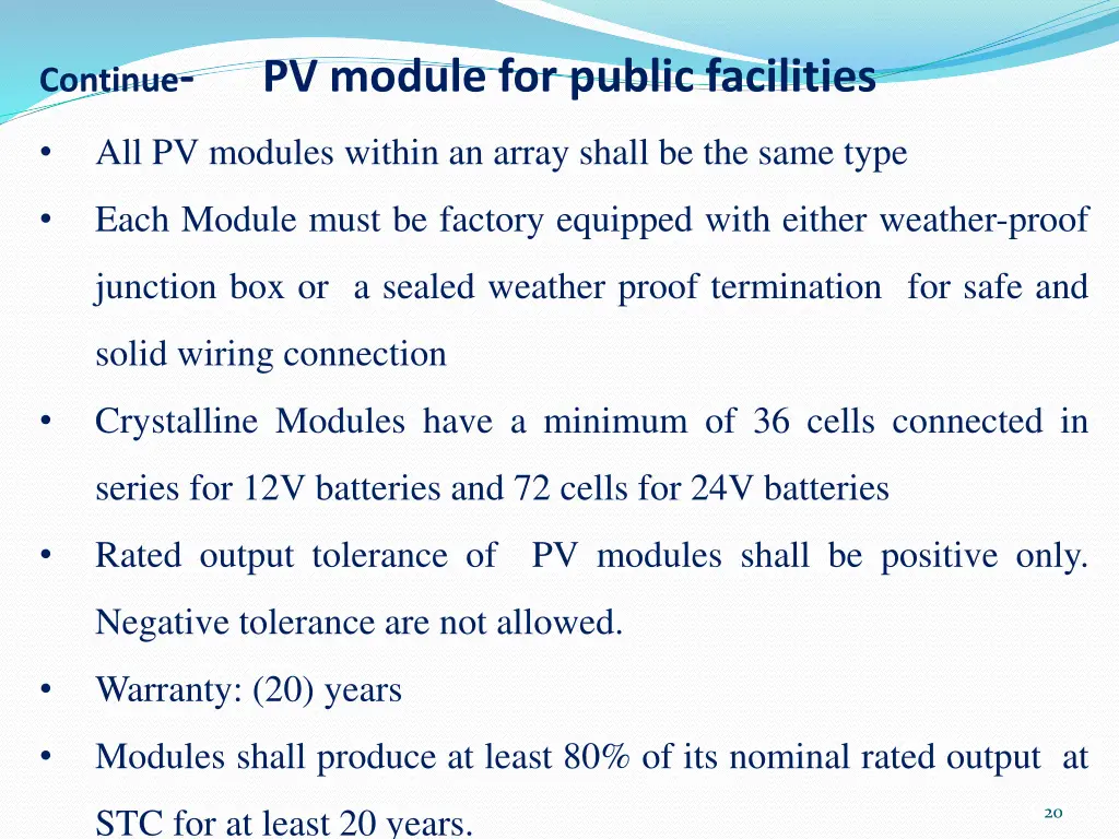 continue pv module for public facilities