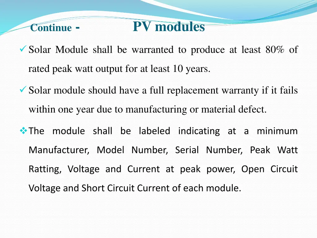 continue pv modules