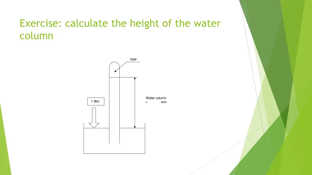 exercise calculate the height of the water column