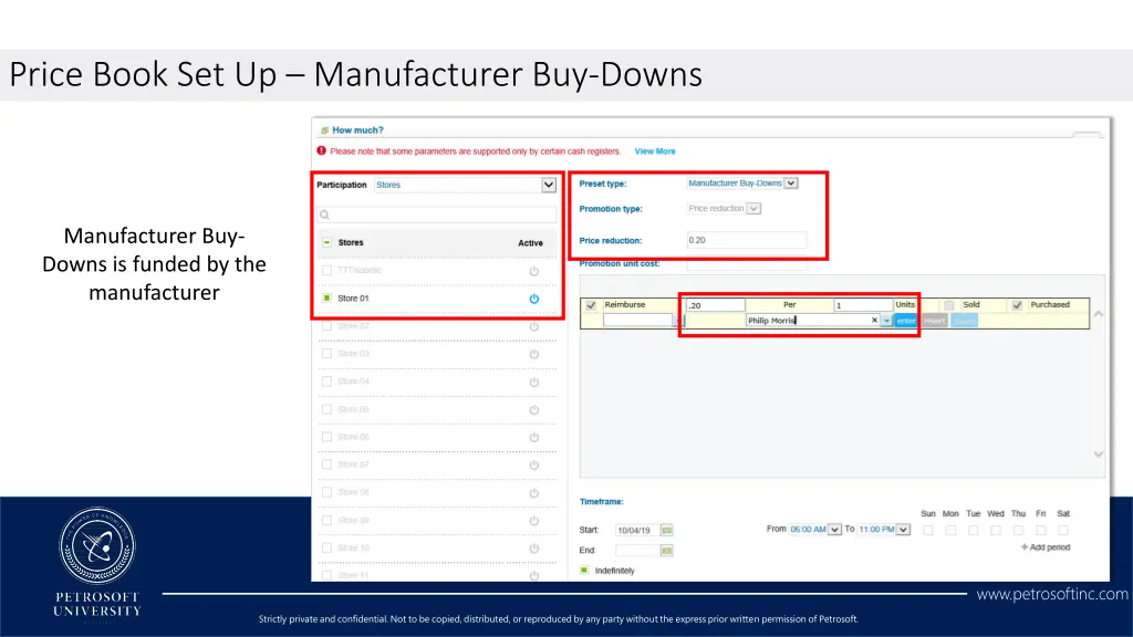 price book set up manufacturer buy downs